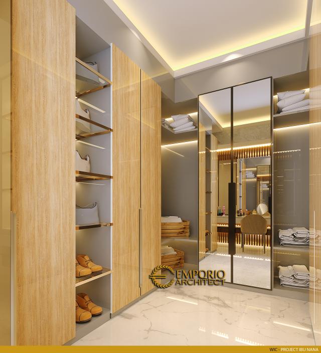 Desain Walk In Closet Rumah Modern 2 Lantai Ibu Nana di Karawang, Jawa Barat