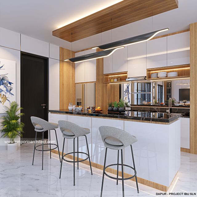 Desain Dapur Rumah Modern 2 Lantai Ibu SLN di Denpasar, Bali