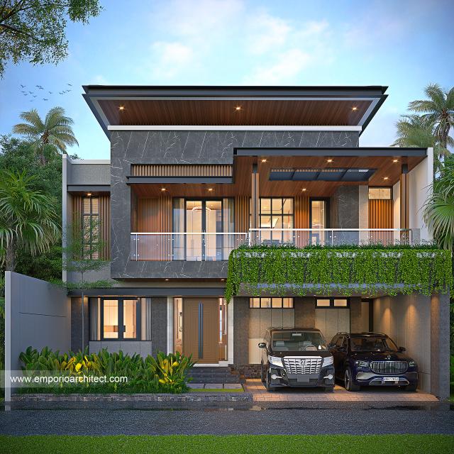 Desain Tampak Depan 3 Rumah Modern 2 Lantai Ibu SLN di Denpasar, Bali