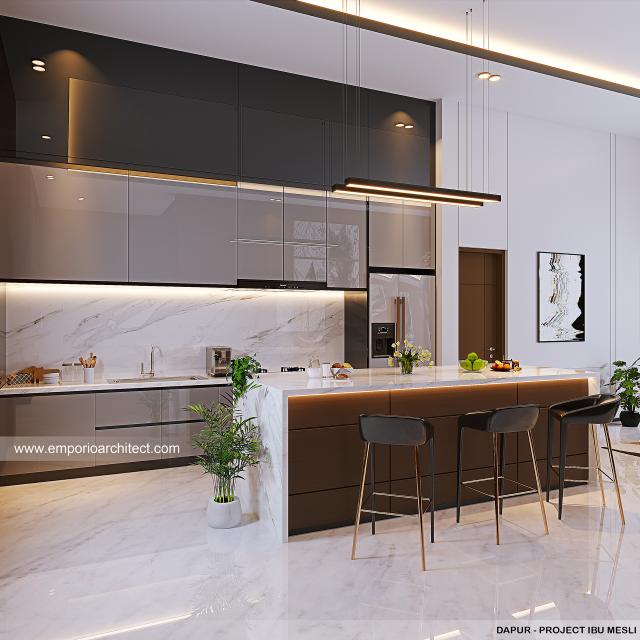 Desain Dapur Rumah Modern 2 Lantai Ibu MLI di PIK, Jakarta Utara