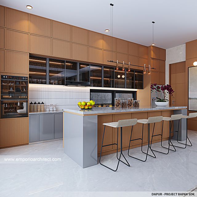 Desain Dapur Rumah Modern 2 Lantai Bapak SDK di Palembang