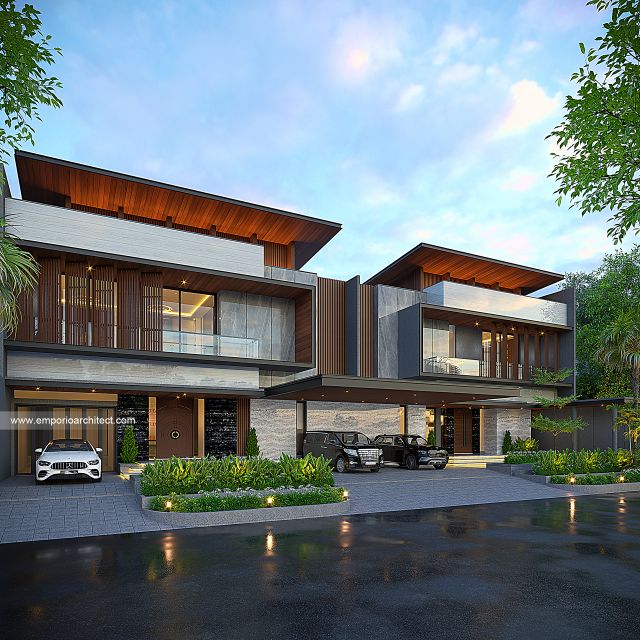 Desain Tampak Depan Rumah Modern 2 Lantai Bapak DKS di Jakarta Utara