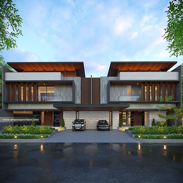 Desain Tampak Depan 3 Rumah Modern 2 Lantai Bapak DKS di Jakarta Utara