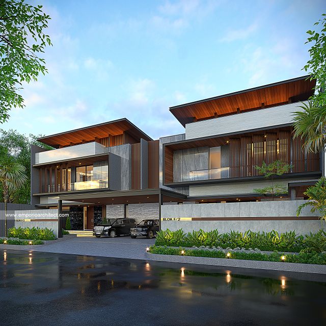 Desain Tampak Depan Dengan Pagar Rumah Modern 2 Lantai Bapak DKS di Jakarta Utara