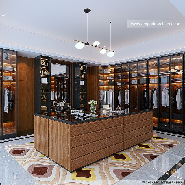 Desain Walk In Closet 1 Rumah Modern 2 Lantai Bapak DKS di Jakarta Utara