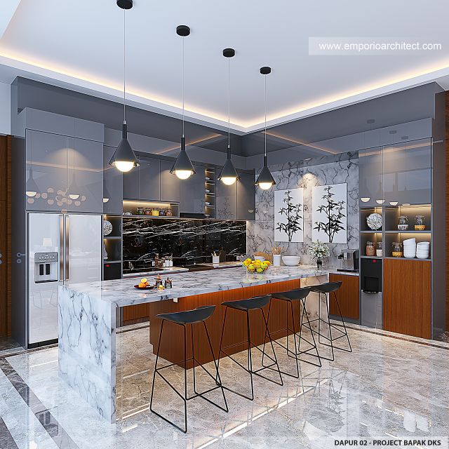 Desain Dapur 2 Rumah Modern 2 Lantai Bapak DKS di Jakarta Utara