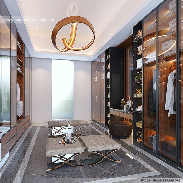 Desain Walk In Closet 3 Rumah Modern 2 Lantai Bapak DKS di Jakarta Utara