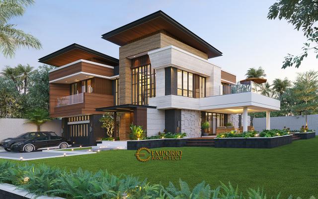 Desain Tampak Depan 2 Rumah Modern 2 Lantai Bapak Eruwin di Tanjung Pinang, Kepulauan Riau