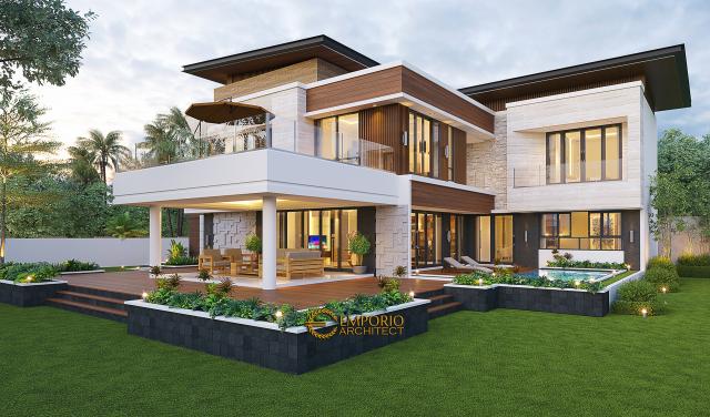 Desain Tampak Belakang Rumah Modern 2 Lantai Bapak Eruwin di Tanjung Pinang, Kepulauan Riau