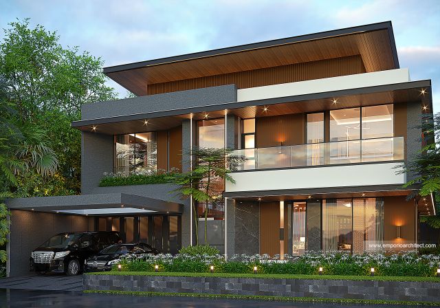 Desain Tampak Depan 3 Rumah Modern 2 Lantai Ibu SRB di Batam