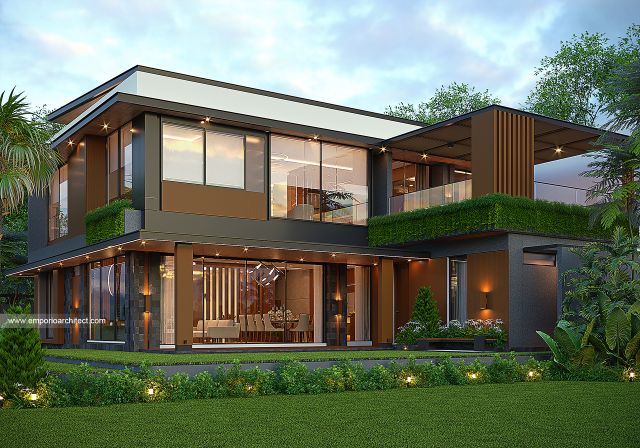 Desain Tampak Belakang Rumah Modern 2 Lantai Ibu SRB di Batam