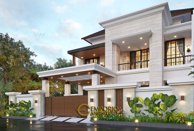 Desain Tampak Depan Dengan Pagar Rumah Modern 2 Lantai Ibu Endar di Yogyakarta