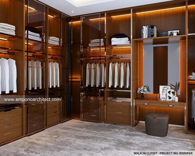 Desain Walk In Closet Rumah Modern 2 Lantai Ibu JFN di Padang