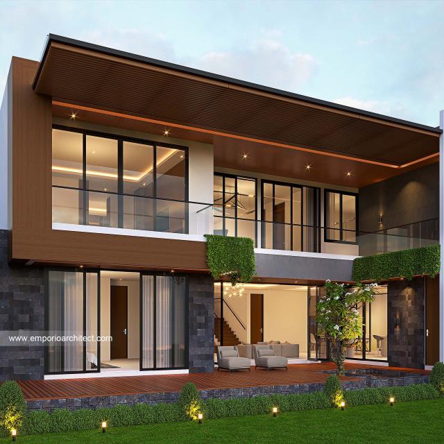 Desain Tampak Belakang Rumah Modern 2 Lantai Ibu JFN di Padang