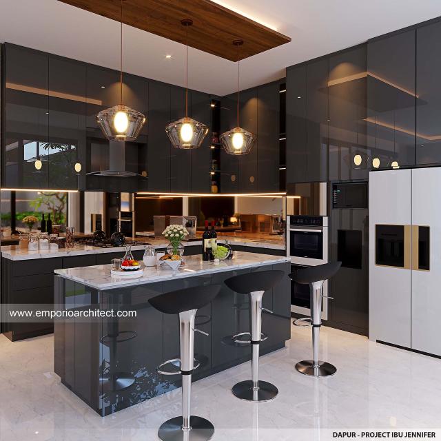 Desain Dapur Rumah Modern 2 Lantai Ibu JFN di Padang