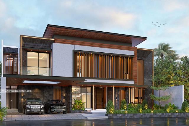 Desain Tampak Depan 2 Rumah Modern 2 Lantai Ibu JFN di Padang