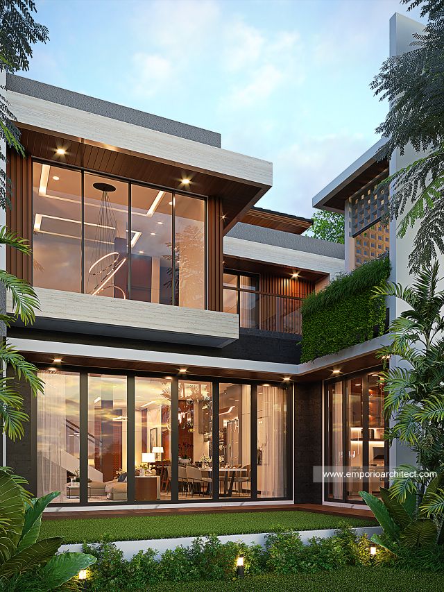 Desain Tampak Belakang Rumah Modern 2 Lantai Ibu AGG di Jakarta