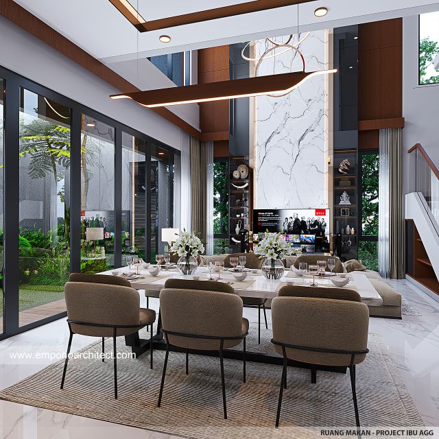 Desain Ruang Makan Rumah Modern 2 Lantai Ibu AGG di Jakarta