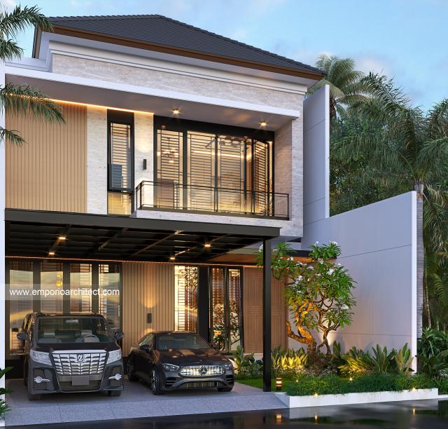 Desain Rumah Modern 2 Lantai Bapak SRT di Jakarta - Tampak Depan