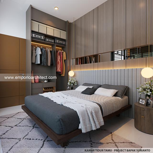 Desain Kamar Tidur Tamu Rumah Modern 2 Lantai Bapak SRT di Jakarta