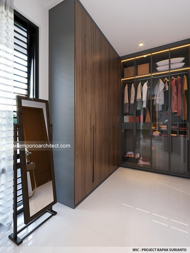 Desain Walk In Closet Rumah Modern 2 Lantai Bapak SRT di Jakarta