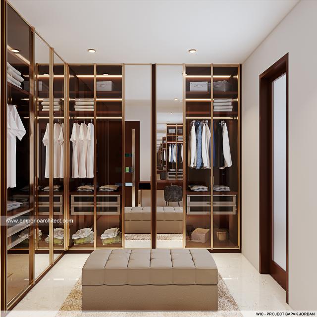 Desain Walk In Closet Rumah Modern 2 Lantai Bapak Jordan di Makassar