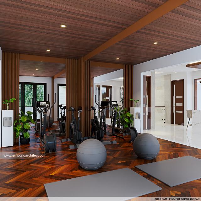 Desain Area Gym Rumah Modern 2 Lantai Bapak Jordan di Makassar