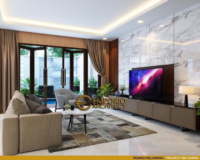 Desain Ruang Keluarga Rumah Modern 2 Lantai Ibu Diana di Bandar Lampung