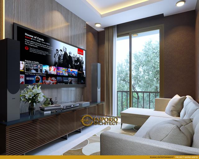 Desain Ruang Entertainment Rumah Modern 2 Lantai Bapak Arifin di BSD, Tangerang Selatan