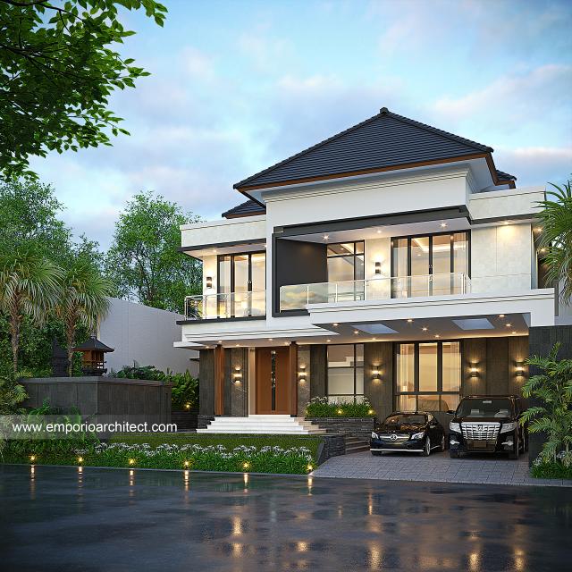 Desain Tampak Depan 3 Rumah Modern 2 Lantai Ibu A di Denpasar, Bali