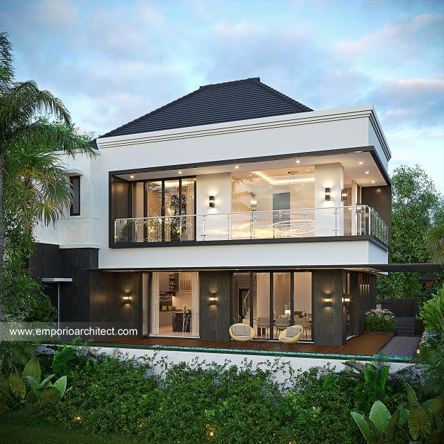 Desain Tampak Belakang Rumah Modern 2 Lantai Ibu A di Denpasar, Bali