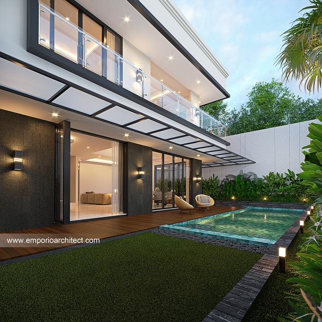 Desain Tampak Detail Belakang 2 Rumah Modern 2 Lantai Ibu A di Denpasar, Bali