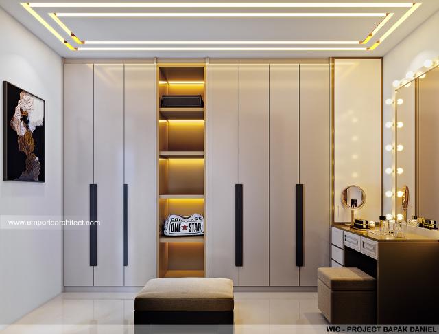 Desain Walk In Closet Rumah Modern 2 Lantai Bapak Daniel di Jakarta