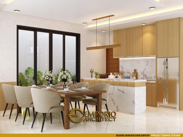 Desain Ruang Makan dan Dapur Rumah Modern 2 Lantai Bapak Steven di Surabaya