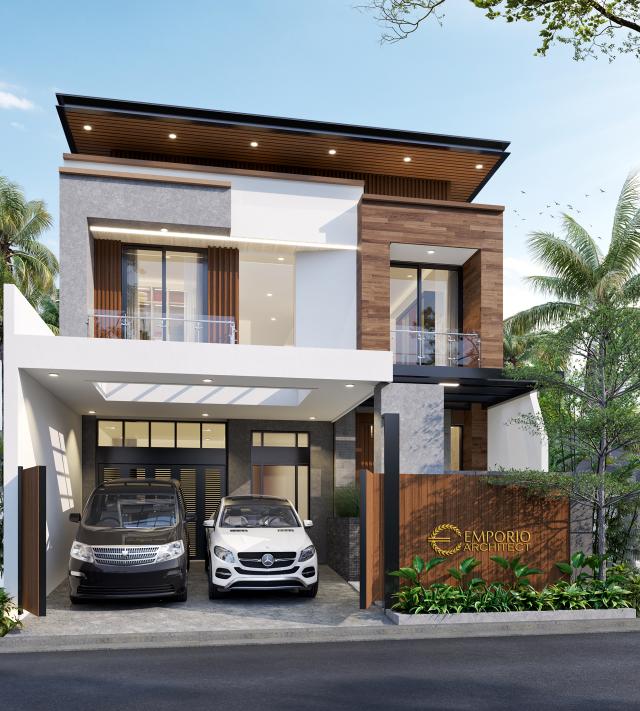 Desain Rumah Modern 2 Lantai Bapak Steven di Surabaya - Tampak Depan