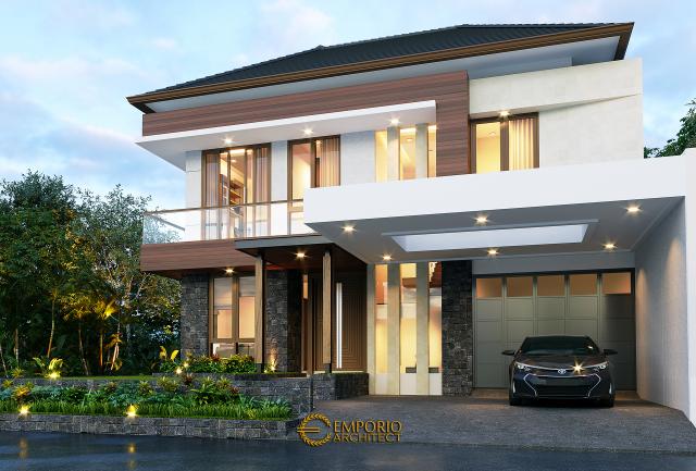 Desain Tampak Depan 1 Rumah Modern 2 Lantai Ibu HST di Bogor, Jawa Barat