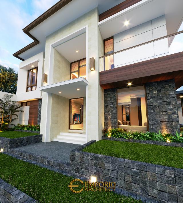 Desain Tampak Detail Samping Rumah Modern 2 Lantai Ibu HST di Bogor, Jawa Barat