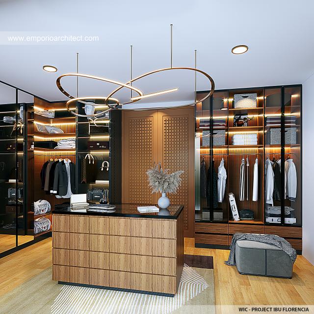 Desain Walk In Closet Rumah Modern 2 Lantai Ibu FLC di Surabaya