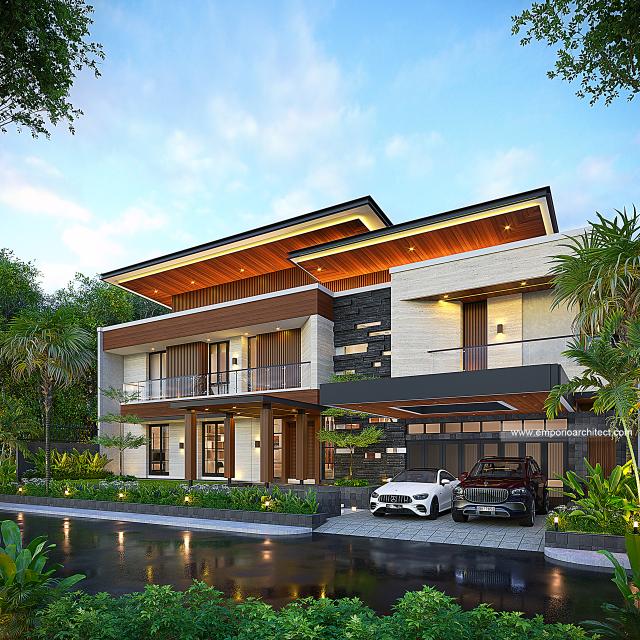 Gambar 1 Desain Rumah Modern 2 Lantai Ibu FLC 1454 di  Surabaya