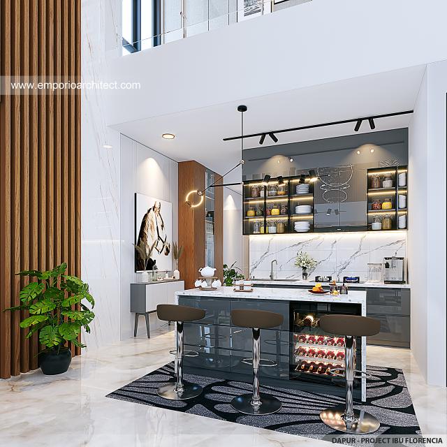 Desain Dapur Rumah Modern 2 Lantai Ibu FLC di Surabaya