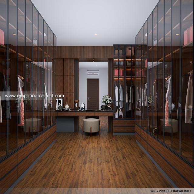 Desain Walk In Closet Rumah Modern 2 Lantai Bapak RLY di Jakarta