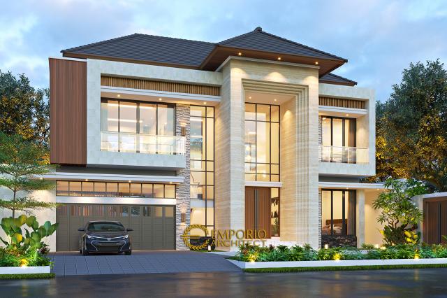 Desain Tampak Depan Tanpa Pagar 2 Rumah Modern 2 Lantai Ibu DN di Depok, Jawa Barat