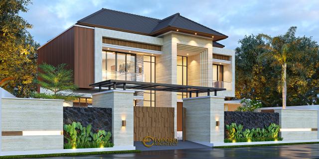 Desain Tampak Depan Dengan Pagar Rumah Modern 2 Lantai Ibu DN di Depok, Jawa Barat