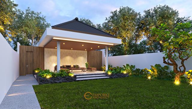 Desain Gazebo Rumah Modern 2 Lantai Ibu DN di Depok, Jawa Barat