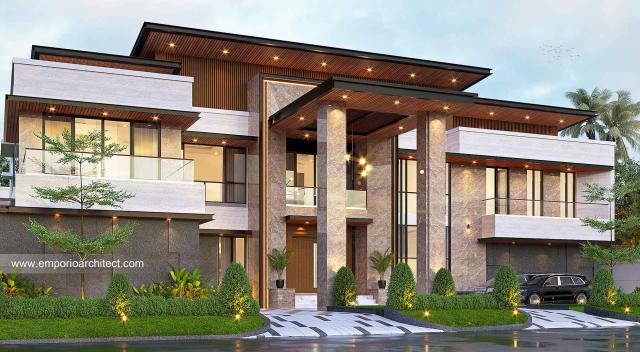 Desain Tampak Depan 2 Rumah Modern 2 Lantai Bapak SRT di Medan