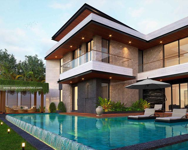 Desain Tampak Detail Belakang Rumah Modern 2 Lantai Bapak SRT di Medan