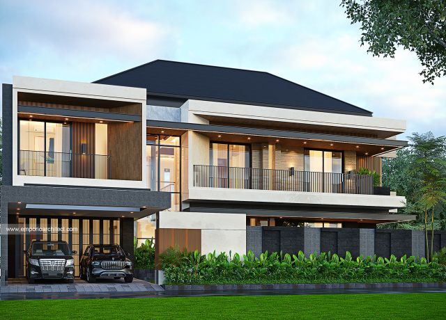 Desain Tampak Depan 4 Rumah Modern 2 Lantai Bapak AST di Bandung