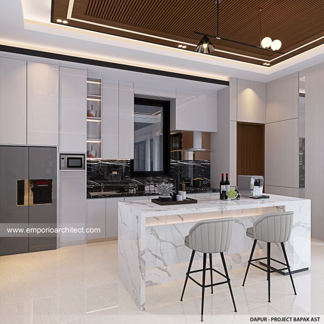 Desain Dapur Rumah Modern 2 Lantai Bapak AST di Bandung