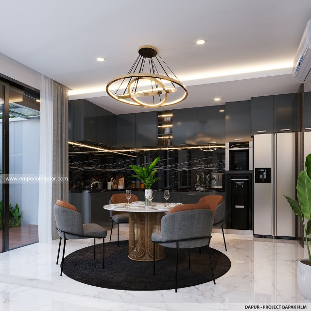 Desain Dapur Rumah Modern 2 Lantai Bapak HLM di Surabaya