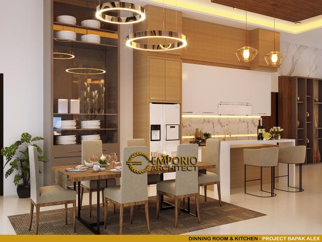 Desain Ruang Makan dan Dapur Rumah Modern 2 Lantai Bapak Alex di Jakarta Barat